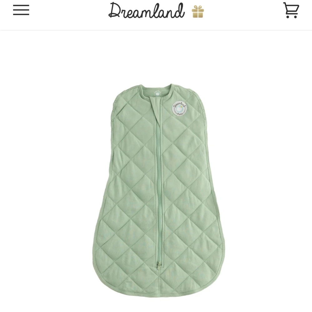 BRAND NEW NEVER USED Dreamland baby swaddle weighted 0-6 months  
Sage green